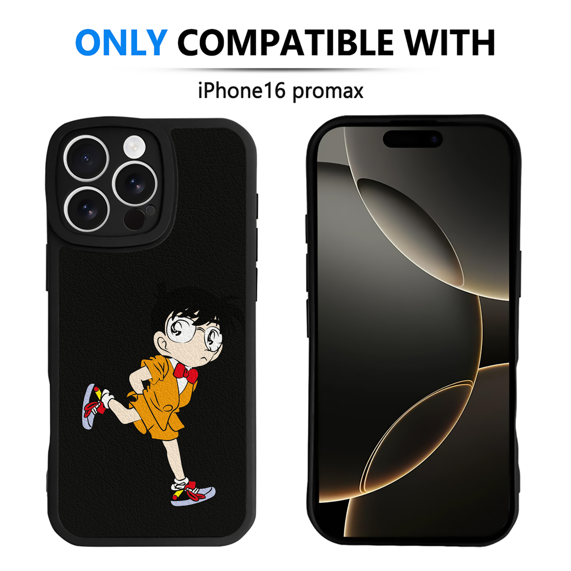 （画像用） 名探偵コナン 江戸川 コナン Detective Conan Conan Edogawa 【iPhone 16シリーズ対応】シリコンスマホケース（レザー調） 材質：シリコン
